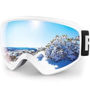 Gafas Esqui Niño Niña. Ajustable. Anti-Niebla. Protección UV Compatible con Casco para Esquiar Snowboard (Lente Argentado (VLT 21%))