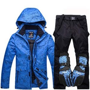 USTZFTBCL Traje de esquí Hombres Mujeres Invierno A Prueba de Viento Impermeable Guantes de esquí Snowboard Chaqueta Pantalones Traje Hombre Color 13 M