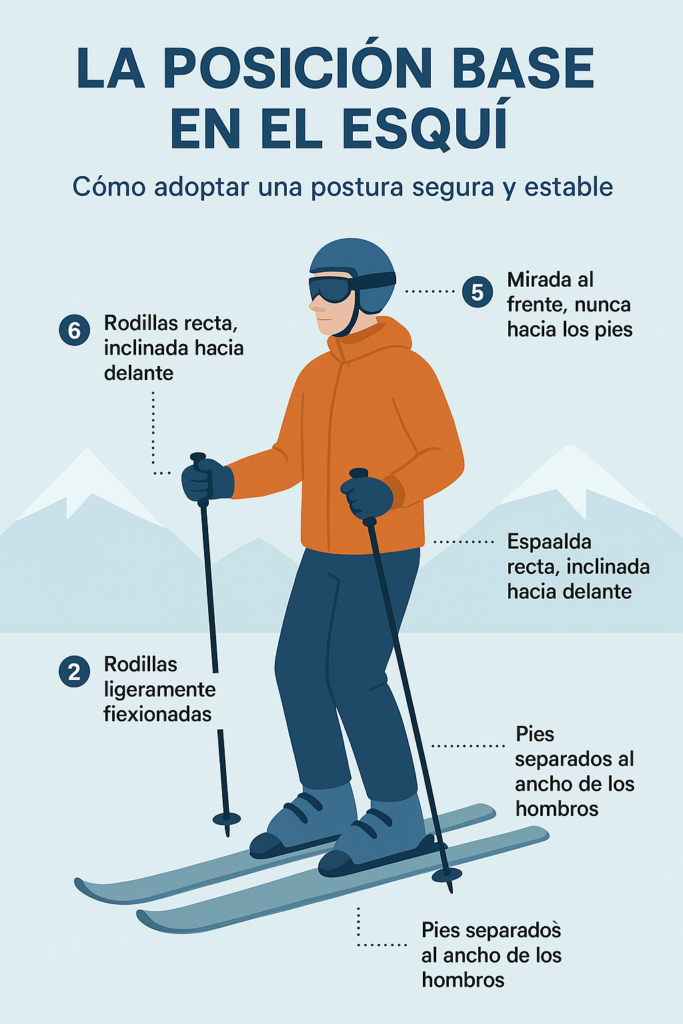 Infografía de posición básica de esquí